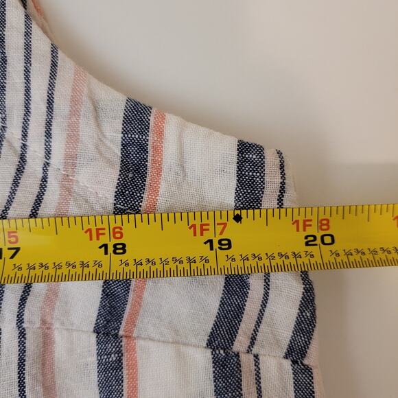 Liz Claiborne Striped Sleeveless Blouse Medium Linen Blend Tank Top Resortwear - Picture 8 of 9